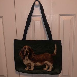Basset hound canvas tote